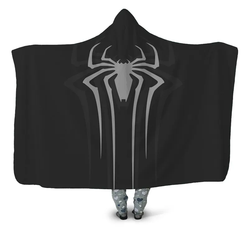 Новое повседневное одеяло с капюшоном Дизайн Человек-паук Marvel плюшевое офисное
