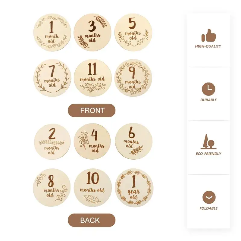 

6pcs Baby Monthly Cards Double-sided Infant Milestone Cards Photography Props