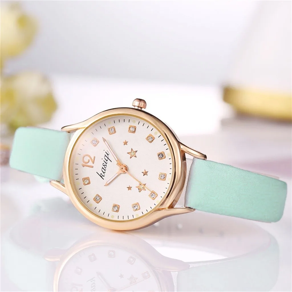 

New simple small fresh cute student watch girl leather watch diamond five-pointed star decoration watch student watch 5*