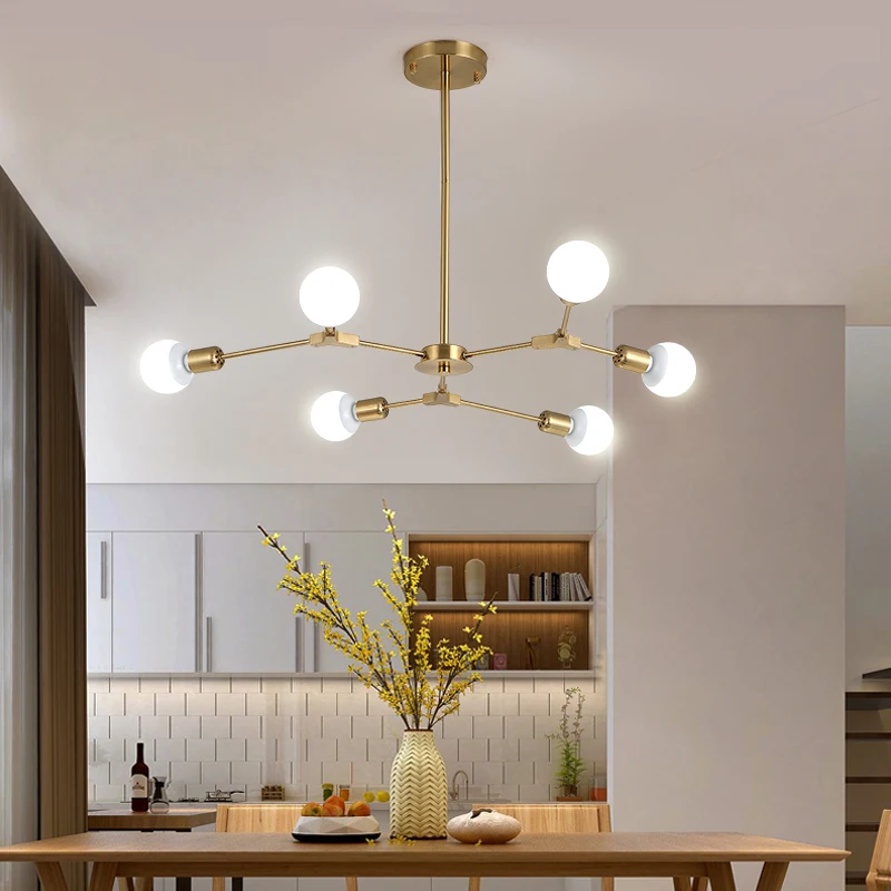 

Modern iron chandeliers long drop chandelier Rose Gold Black Color E27 Bulb bar Kitchen Island Dining table Lights chandelier