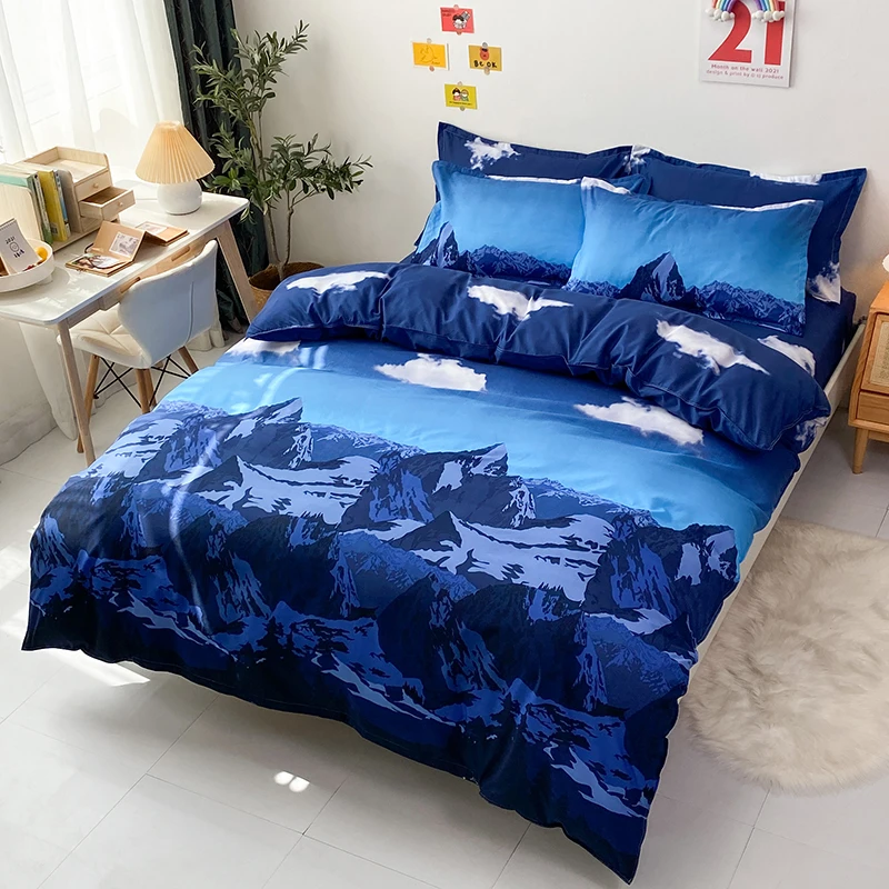 

Mountain Print Style 3/4pcs/set Cute Bedding Sets Kids Boy Girl Adult Bed Linings Duvet Cover Bed Sheet Pillowcase