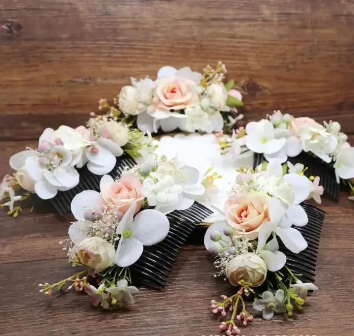 Заколка для волос на открытом воздухе свадебная фотография роза цветок невесты