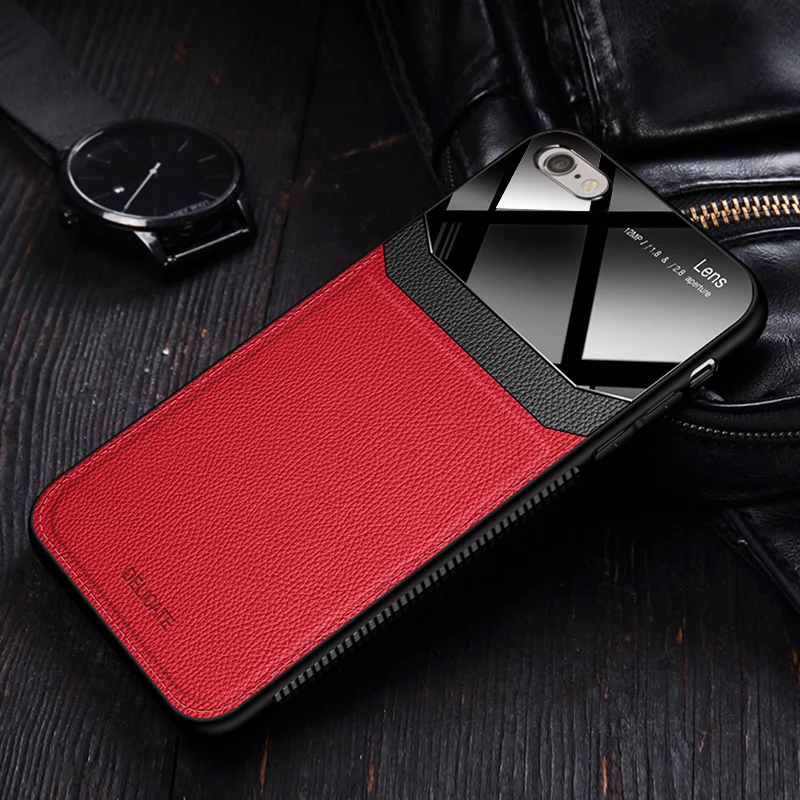 Red I coque, чехол, чехол, для apple iphone 6 6s s iphone6 plus 6 plus на кожаном зеркальном стекле силиконовый ударопрочный телефон милые чехлы - Цвет: Red