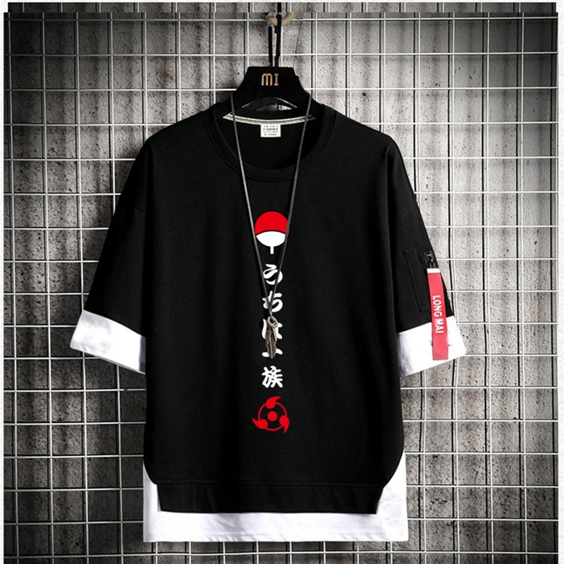 Anime T-Shirt Itachi Cosplay Costume Black Short Sleeve Fashion Sharingan Costumes Suit | Тематическая одежда и униформа