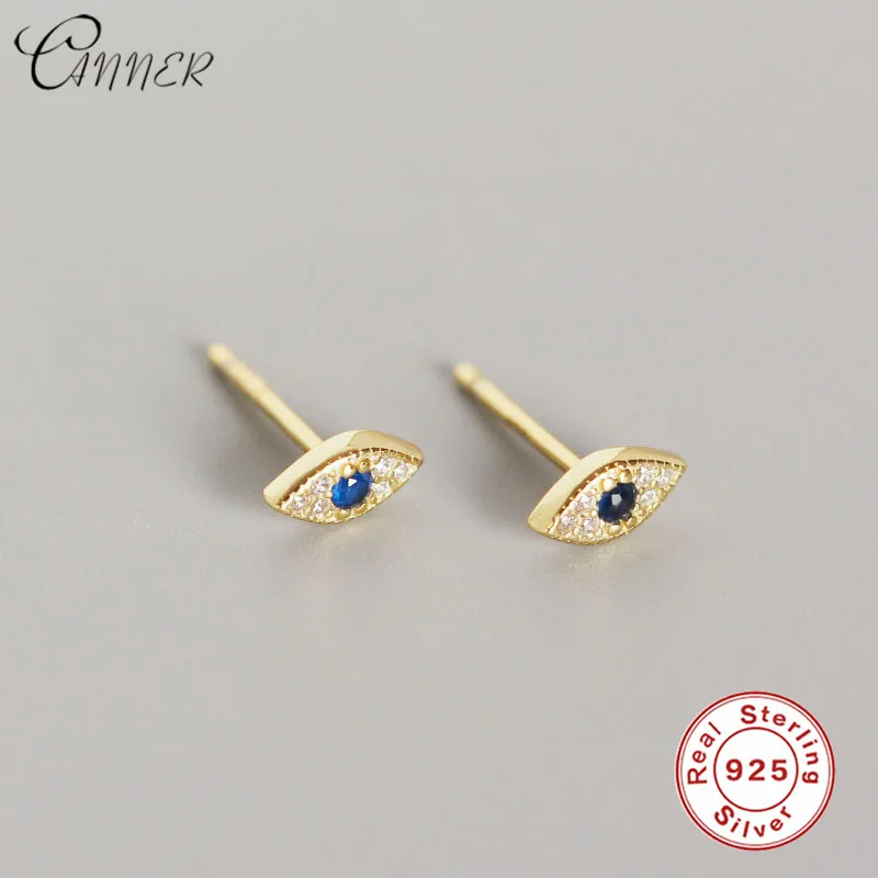 

CANNER 100% 925 Sterling Silver Earrings for Women Mini Zircon Blue Eyes Stud Earring Piercing Earings Fashion Jewelry