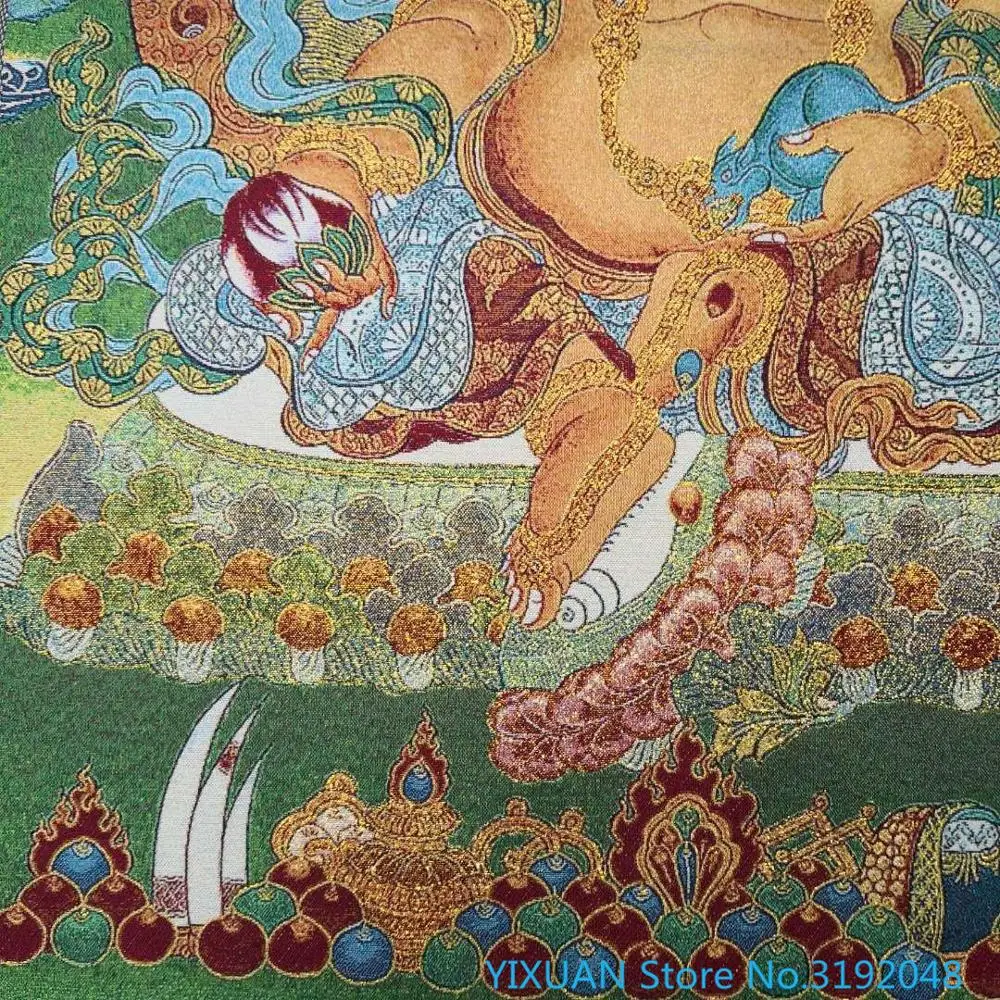 Thangka Бог богатства окрашенная парча окрашенный шелк Вышитое сокровище Tianwang