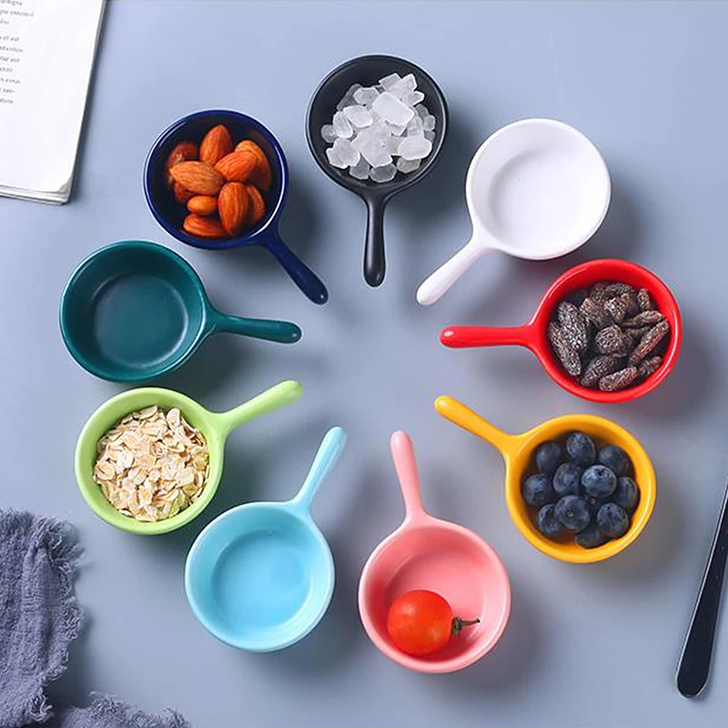 

Creative Soy Dipping Ceramic Vinegar Soy Sauce Dish Household Seasoning Saucer Snacks Handle Nordic Style Free Shipping