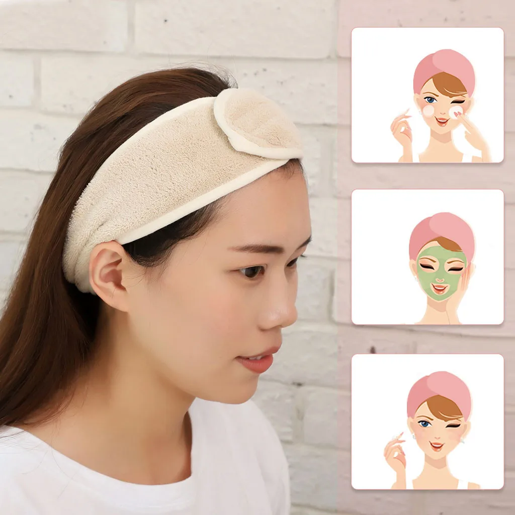 

Self-Adhesive Spa Make up Headband Terry Cloth Headband White Stretch Sport 1 Pc