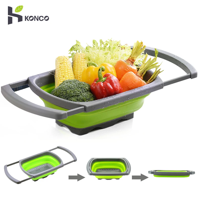 Konco складная корзина для сушки Кухня дуршлаг сушилка овощей фруктов стиральная