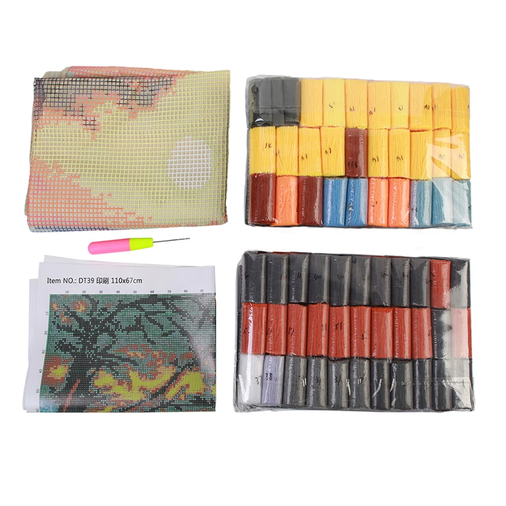 Kits de tapiz, Kits de alfombra con gancho de pestillo con patr&oacute;n impreso, alfombra de tren de lona, bordado, manualidades para adultos, costura-2