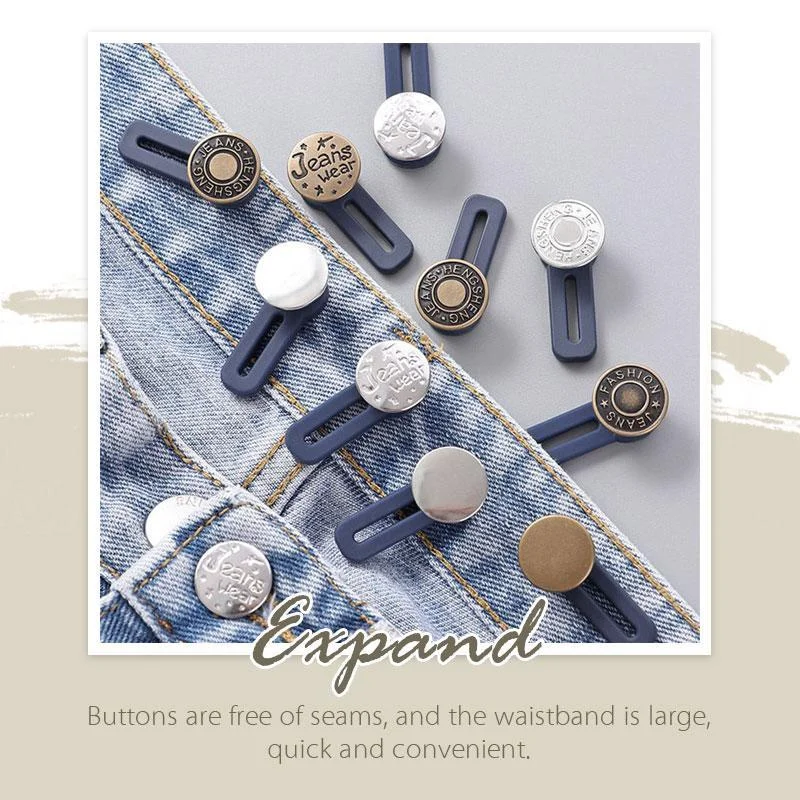 

No Sewing Snap Metal Retractable Buttons for Clothing Jeans Adjustable Waistline Increase Waist Fastener Extended Button