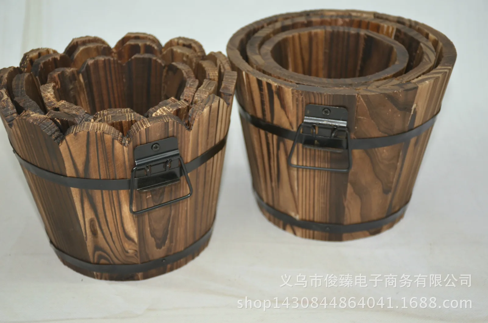 Карбонизированная древесина разномясо искусство маленькое деревянное ведро в