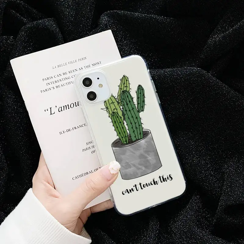 

Green Cactus Plant Phone Case Transparent soft For iphone 5 5s 5c se 6 6s 7 8 11 12 plus mini x xs xr pro max