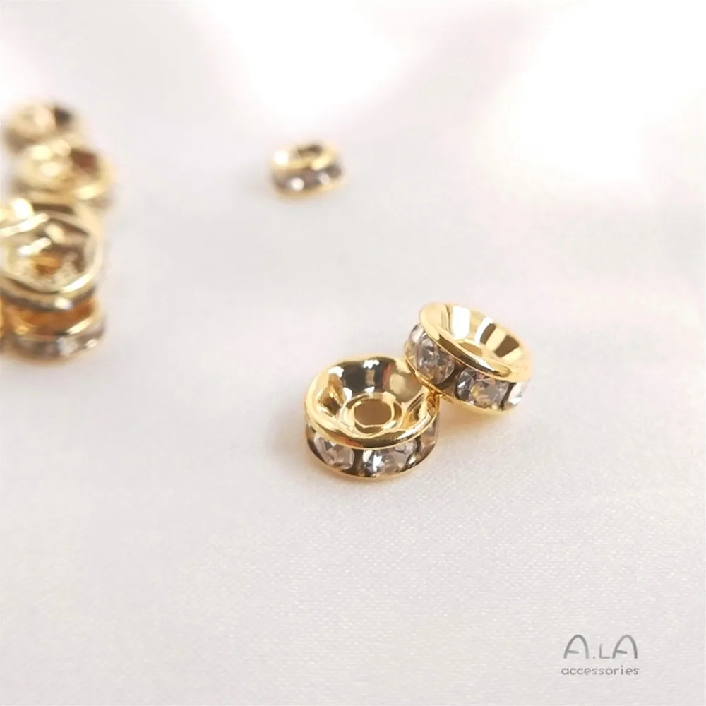 

14K light golden drill separator Pearl mosaic zirconia partition hand bracelet DIY accessories