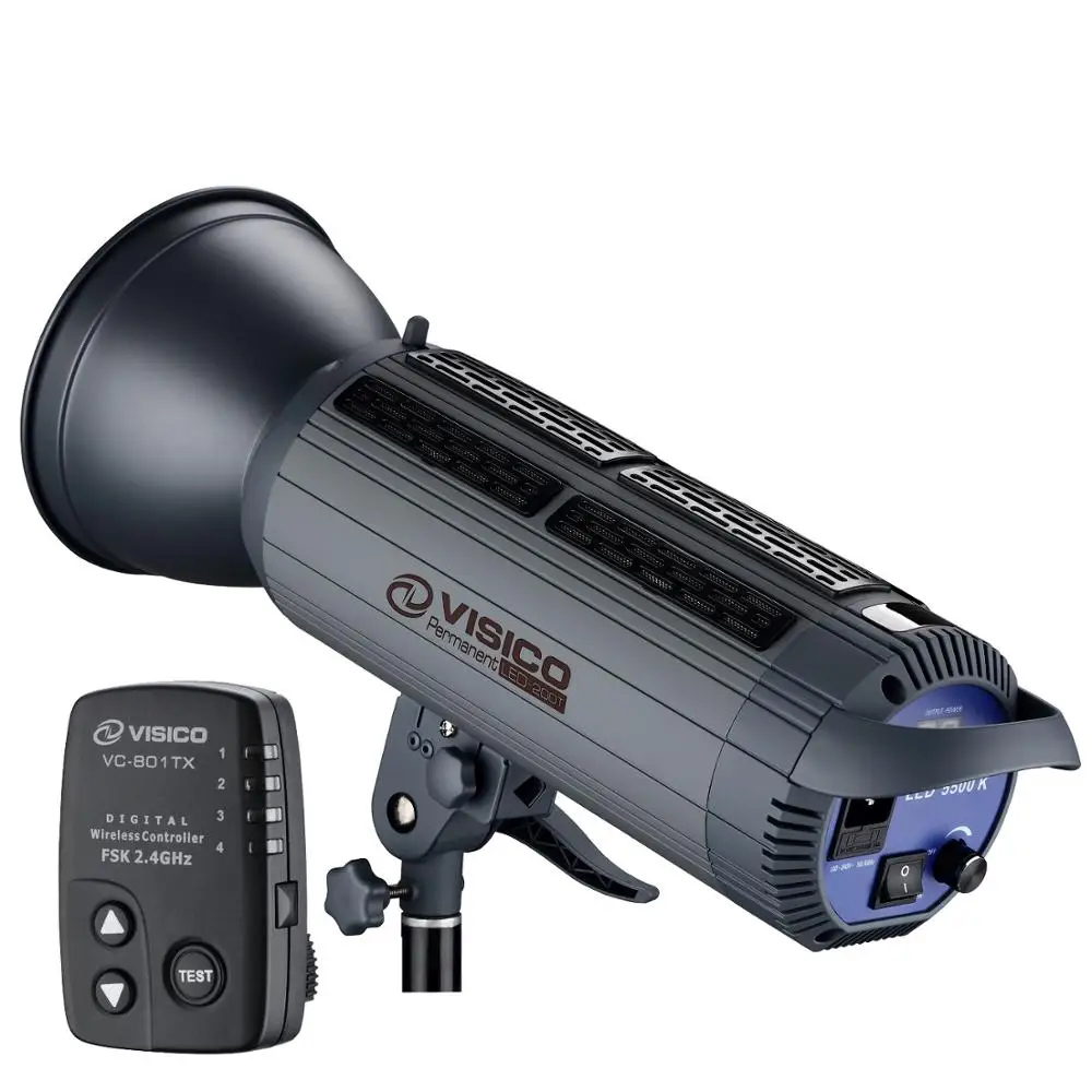 Студийный светодиодный светильник VISICO 200T стробоскоп с беспроводным пультом