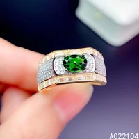 kjjeaxcmy fine jewelry 925 sterling silver inlaid natural diopside men noble luxury exquisite adjustable gem ring support detect