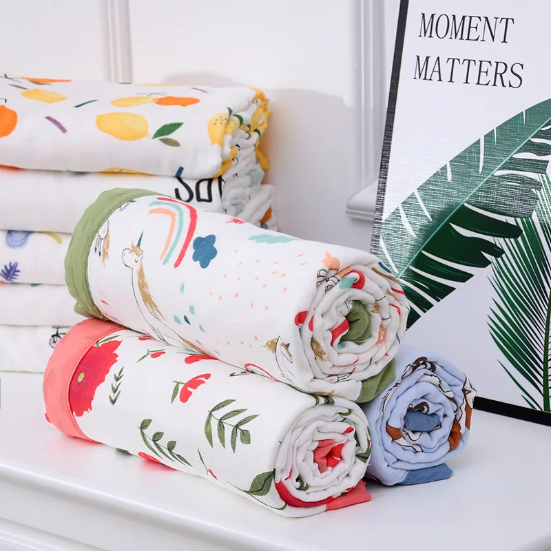 

Осенне-зимнее стильное детское одеяло с 6-слойным цветным широким краем с мультяшным принтом, детское мягкое одеяло с запахом для новорожде...