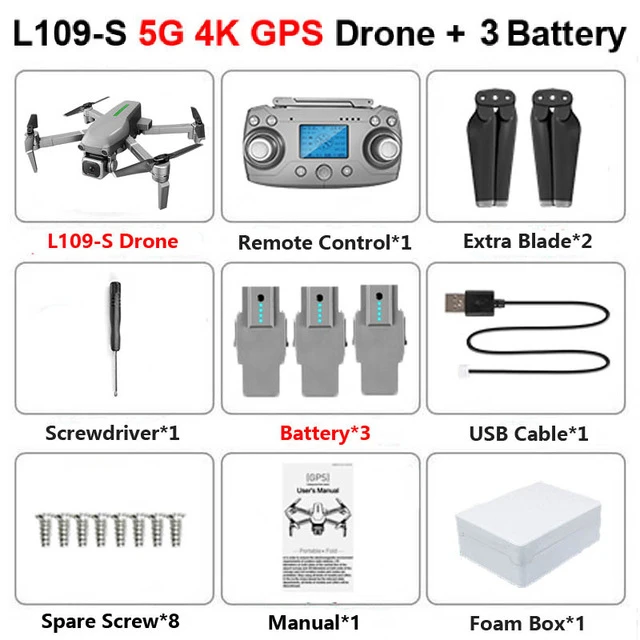 L109-S 4K 3B FOAM Радиоуправляемый квадрокоптер L109 Дрон gps 4K HD камера 5G wifi FPV Бесщеточный мотор складной селфи дроны Профессиональный 1000 м дальние расстояния - Цвет: L109-S 4K 3B FOAM