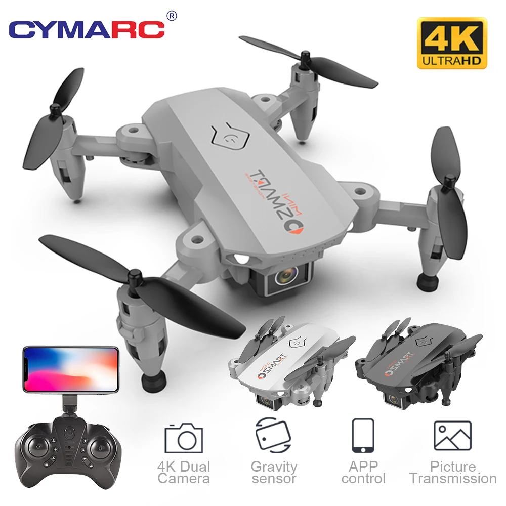 Mini Dron Profesional con c&aacute;mara Dual para ni&ntilde;os, cuadric&oacute;ptero con WiFi, FPV, altura plegable, color negro y gris, modelo L23 4K-0