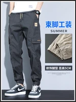 overalls mens casual pants summer new and thin trousers ankle tied harem spring and autumn super hot all matching fashion