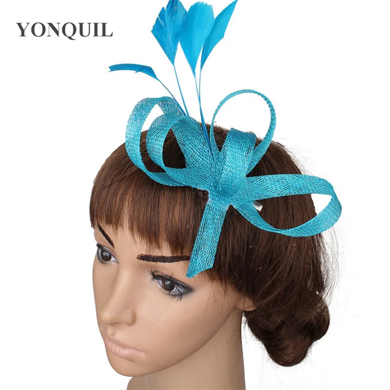 Желтый Sinamay волосы чародей шляпа для женщин заколка волос Элегантные Для женские