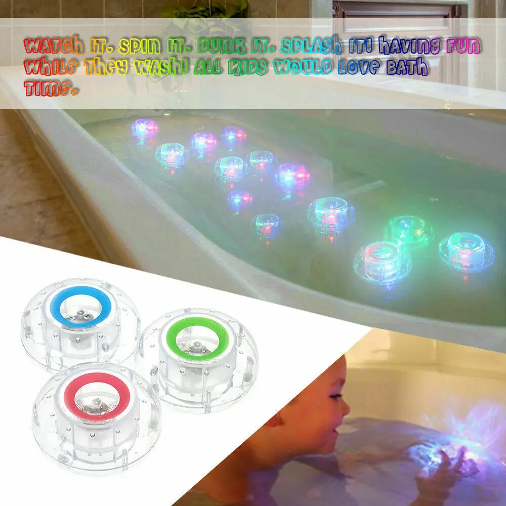 

RGB Waterproof Battery LED Bathroom Lights Flashing Bath Tub Shower Toys Funny Shower Party Nightlight Floating Toy For Children