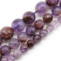 natural faceted purple ghost crystal quartz gem loose spacer stone beads for jewelry making diy bracelet fashion 68mm 15inch