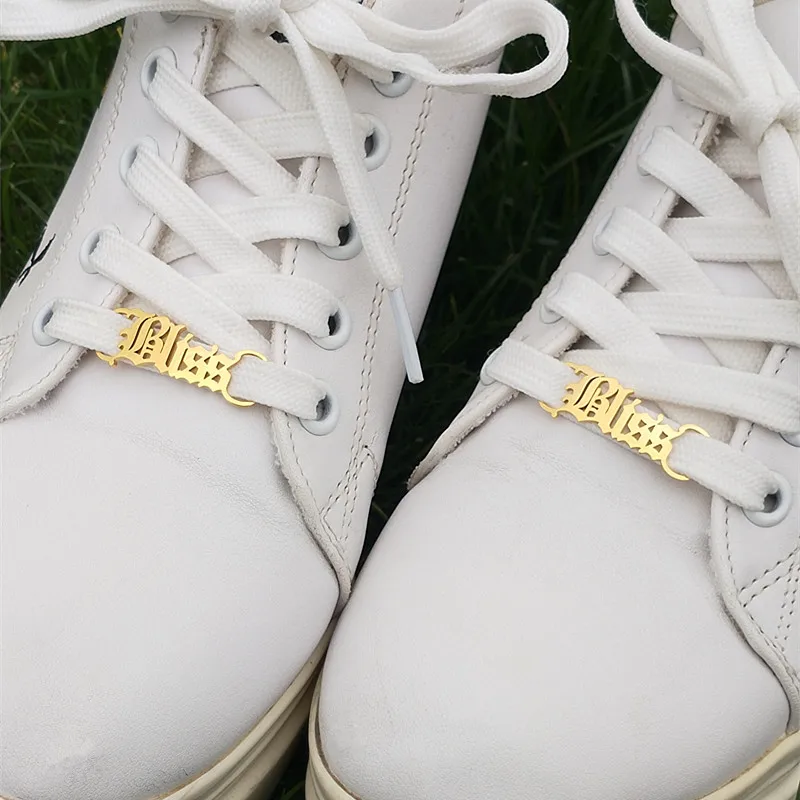 Old English Letter Name Shoe Tag Custom Accessories Personalized Jewelry Stainless Steel Shoe-buckle For Women Men Kid's | Украшения и