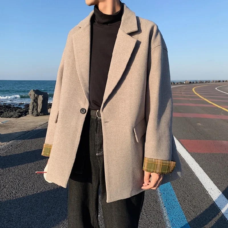 

2019 Winter New Korean Version Of The Thick Small Fresh Students Wild Color Matching Suit Woolen Coat Loose Street Leisure