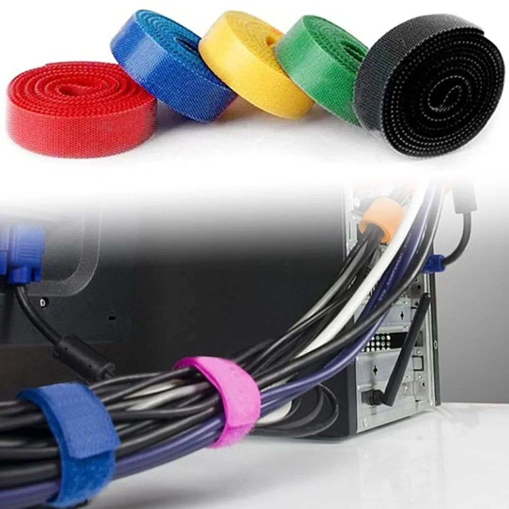 

1m -Velcro Cable Tie, Data Cable Tie Reusable Cable Ties Nylon Loop Wrap Zip Bundle Ties Earphones Data Cable Storage Buckle