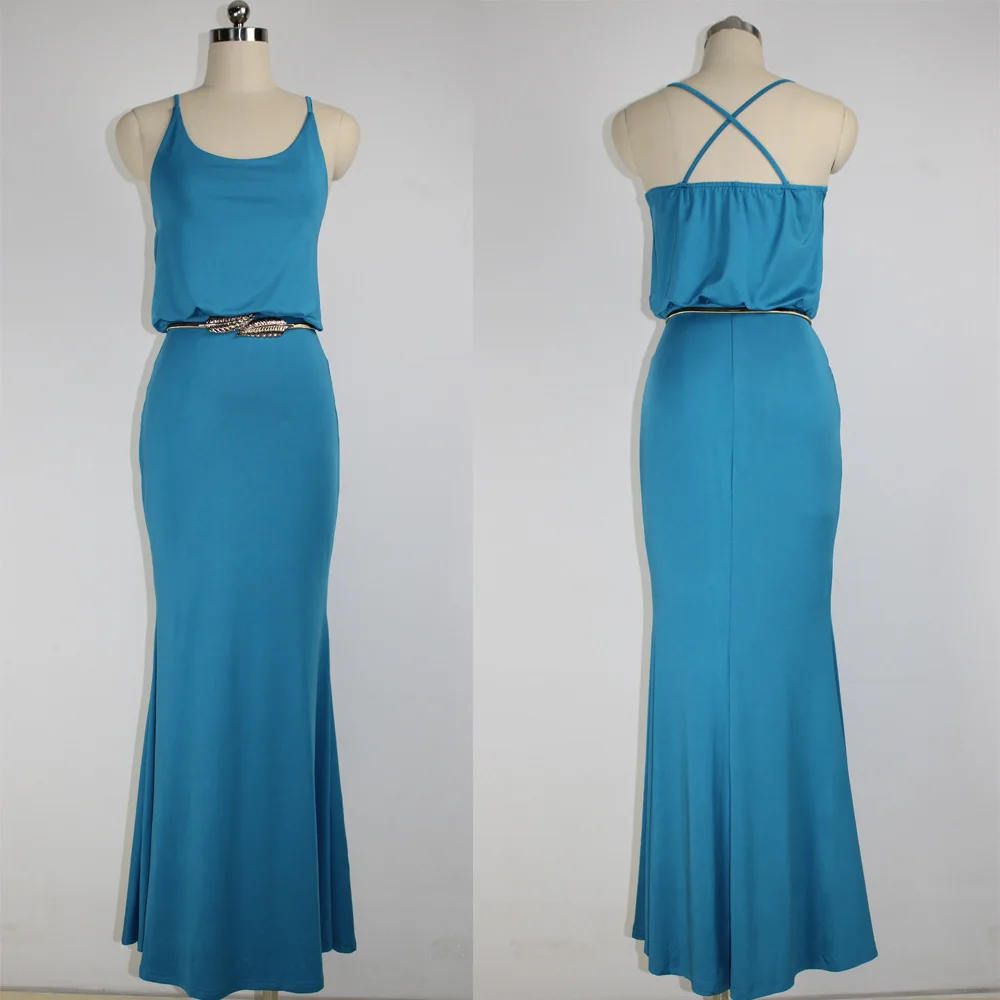 Сексуальное однотонное расклешенное длинное платье без рукавов с открытой