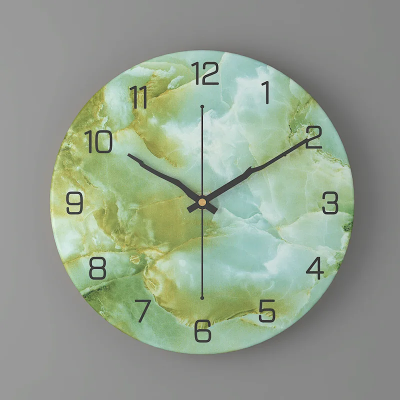 

Electronic Marble Pattern Large Wall Clock Modern Design Metal 12Inch Mute Clocks Nordic Home Decor Living Room Decorations