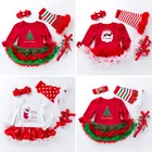 Платье для маленьких девочек милые платья; Сезон весна-осень; Хлопковые 1st на день рождения вечерние с длинным рукавом, одежда с длинными рукавами для девочек, платье + туфли + носки + лента для волос (4 предмета), комплект одежды