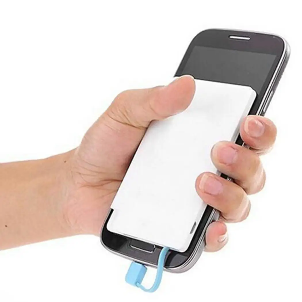 Портативный Банк питания ультратонкий 1000 мАч с кабелем Micro USB Мобильный банк