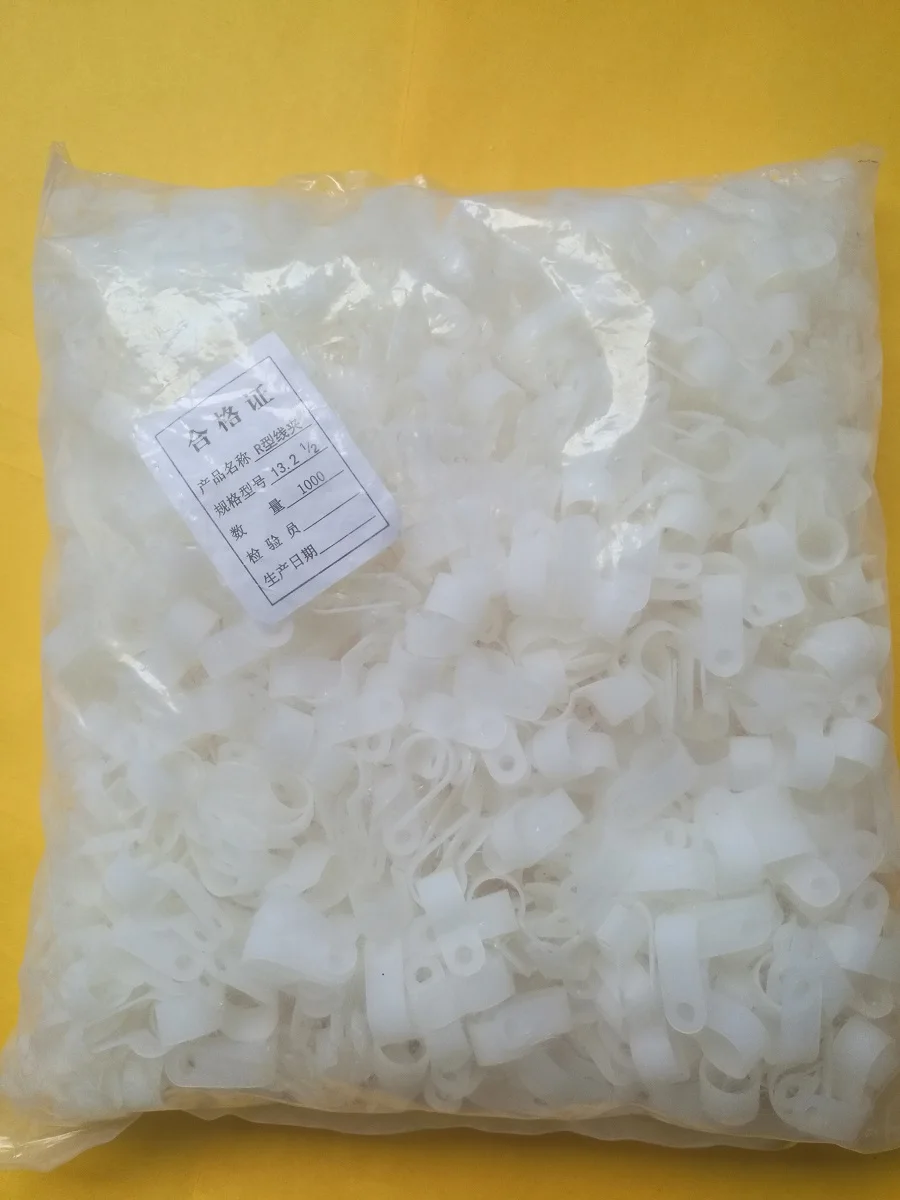 1000pcs Nylon White Black 13.2mm 1/2" Wire Cable Hose P Type R Clamp Clips Clip C= 3.3 5.2 5.3 8.4 10.4 13.2 16.2 19.2 25 30mm