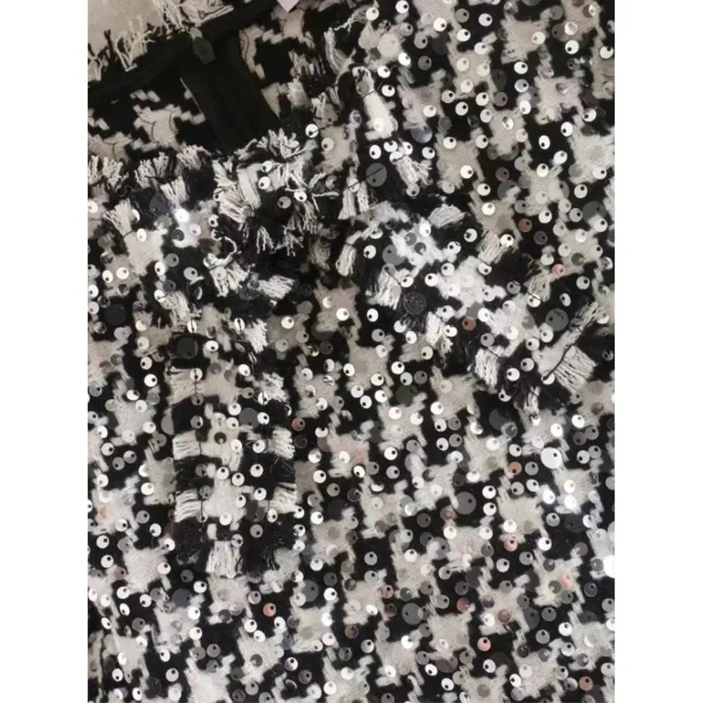 Za 2019 модное мини-платье для женщин твидовое платье с длинными рукавами и