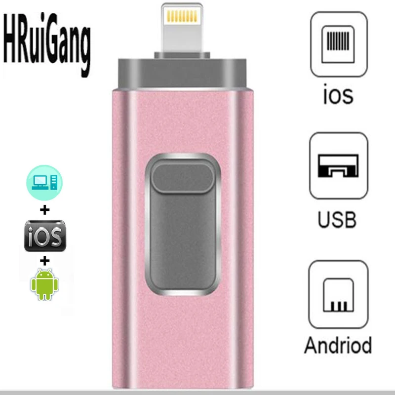 4 в 1 металлический USB флеш-накопитель 128 Гб OTG 32 64 3 0 флэш-диск для iPhone 11 Pro/XR/XS Max