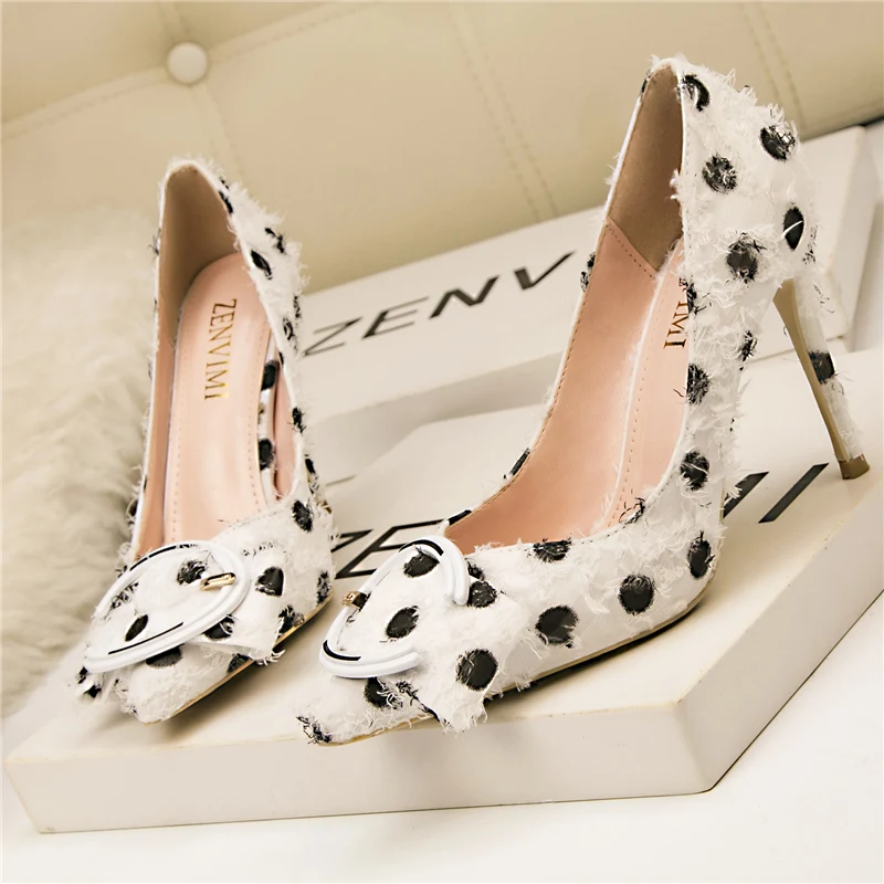 2019 г. женские милые туфли лодочки на высоком каблуке 10 см с бантом и металлической