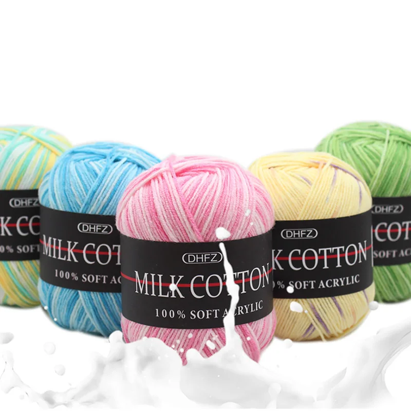 Молочная мягкая хлопчатобумажная нить хлопок 100% акриловая пряжа для свитера