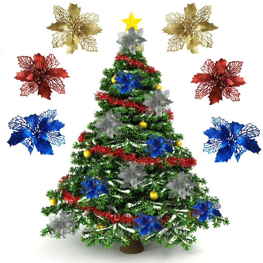 Искусственные рождественские фотообои, искусственные цветы, украшение для рождественской елки, украшение для дома, рождественские подарки...