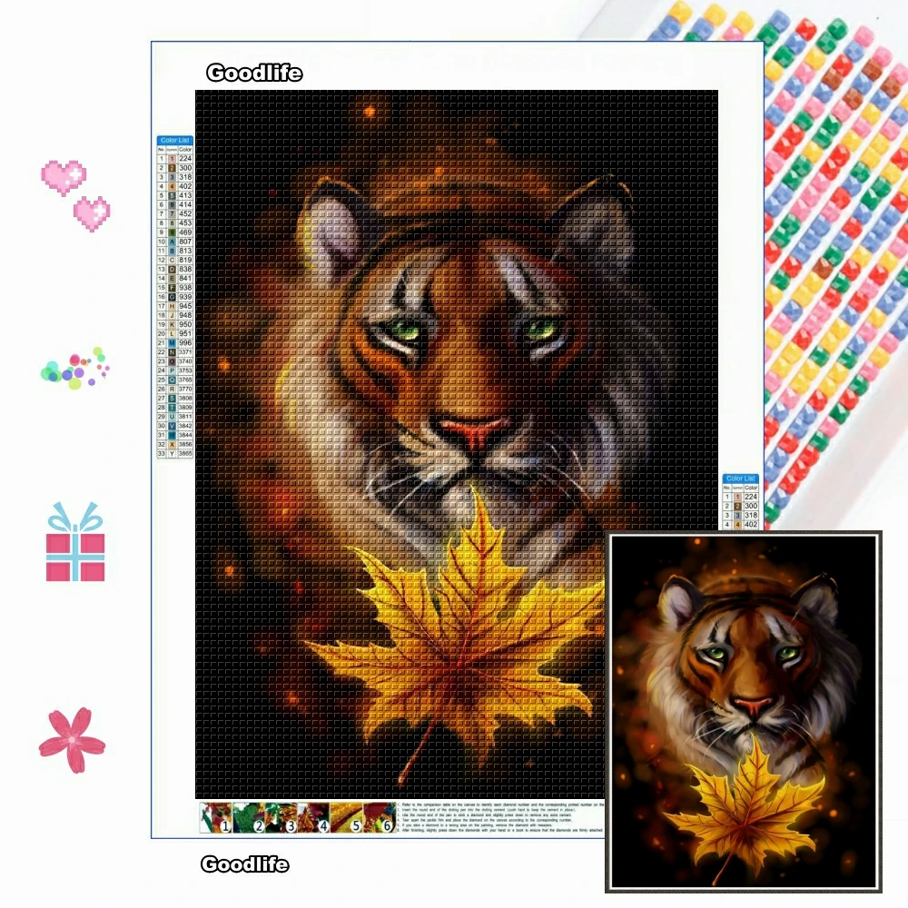 

5D DIY Diamond Painting Animal Tiger Embroidery Full Drill Square/Round Cross Stitch Art Picture Rhinestone Craft Home Decor