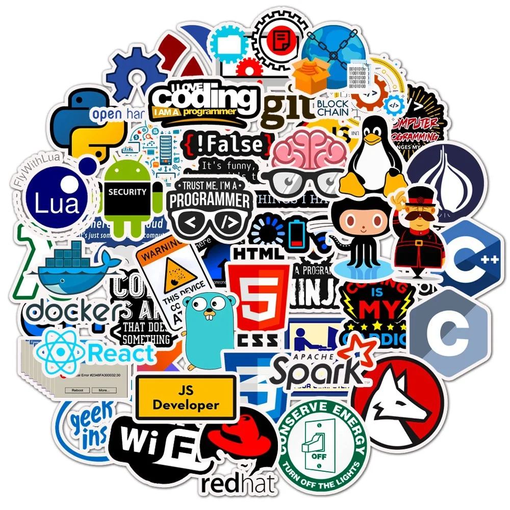 

50 PCS Programing Language Stickers for Car Styling Bike Motorcycle Phone Laptop Travel Luggage Cool Funny Spoof JDM Decal