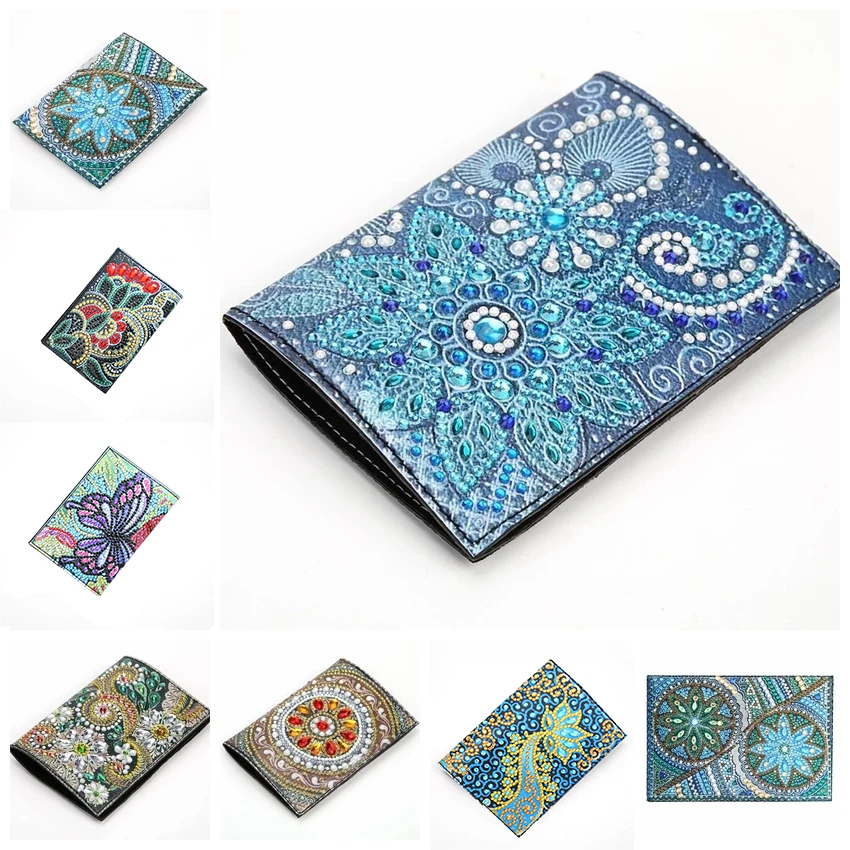 

JIEME 5D DIY Diamond Painting Passport Book Case Butterfly Round Diamond Embroidery Mosaic Cartoon Picture Passport Book Decor G