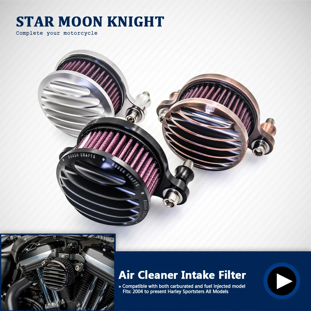 

New Rough Crafts Air Cleaner Intake Filter Syetem For 2004-2016 Harley Sportster XL 883 1200 universal auto Air Cleaner Filter