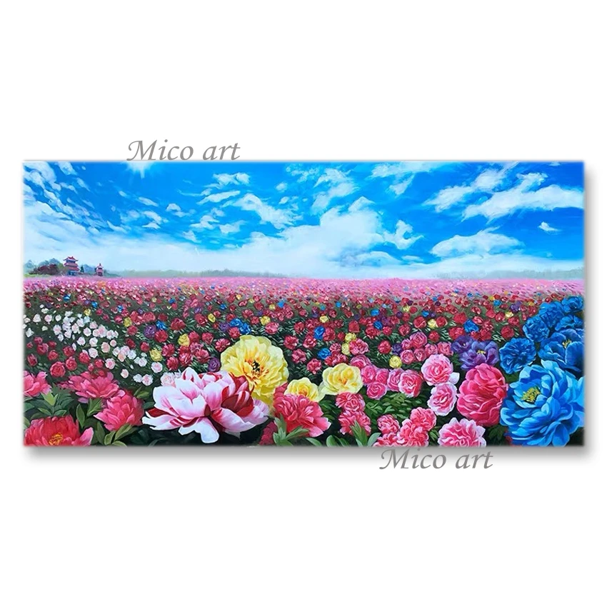 

Hand-painted Outdoor Landscape Wall Decor Picture Art Abstract Knife Flowers Oil Painting Canvas Wall Art Unframed Cheap Artwork