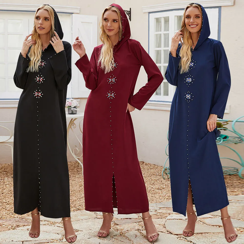 

Женский халат WEPBEL, мусульманская абайя, женское длинное Макси-платье с капюшоном и бриллиантами, марокканская одежда для Ближнего Востока