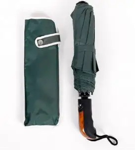 Автоматический Зонт Три складной темно зеленый зонтик солнечный и дождливый