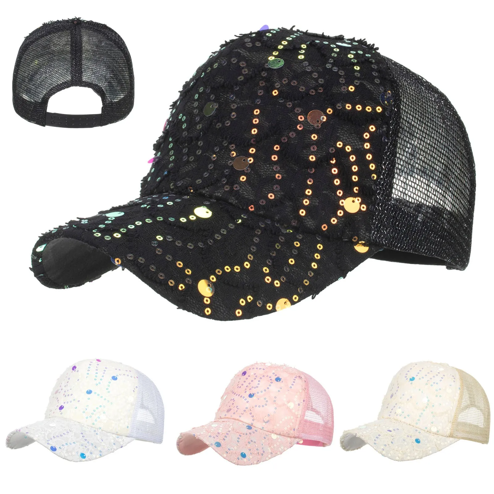 

Women Embroidered Pearl Caps Sequins Baseball Cap Flower Denim Cap Fashion Baseball Hat Hats Topee Accessories Czapka