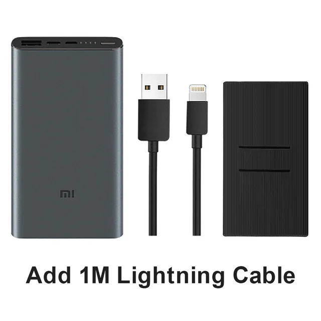 Add case Lightning Xiao mi power Bank 3 power bank USB C 10000 мАч портативное зарядное устройство Внешний повербанк двойной выход mi power Bank Xiao mi - Цвет: Add case Lightning