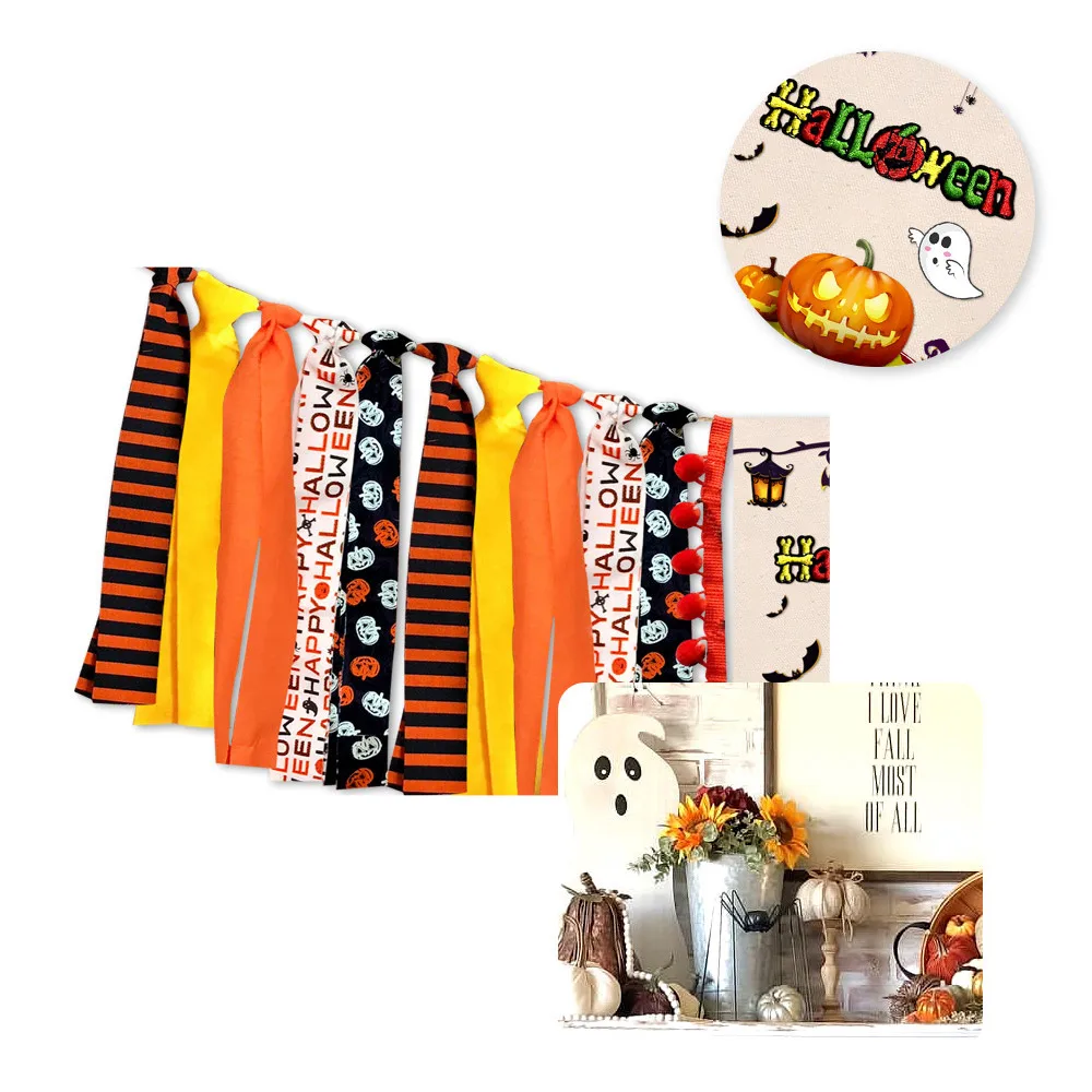 Хэллоуин каминный баннер с Тыквой и призраком мальчик девочка Хеллоуин